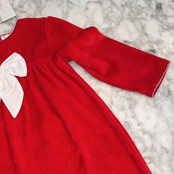 NWT KISSY KISSY RED BOW VELVET DRESS 18/24M - Picture 6 of 9